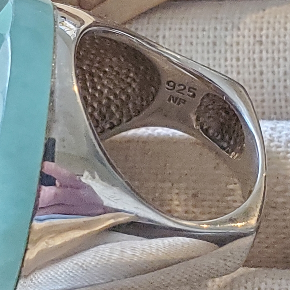 Huge Vintage Sterling Aventurine Stone Ring - Picture 9 of 11